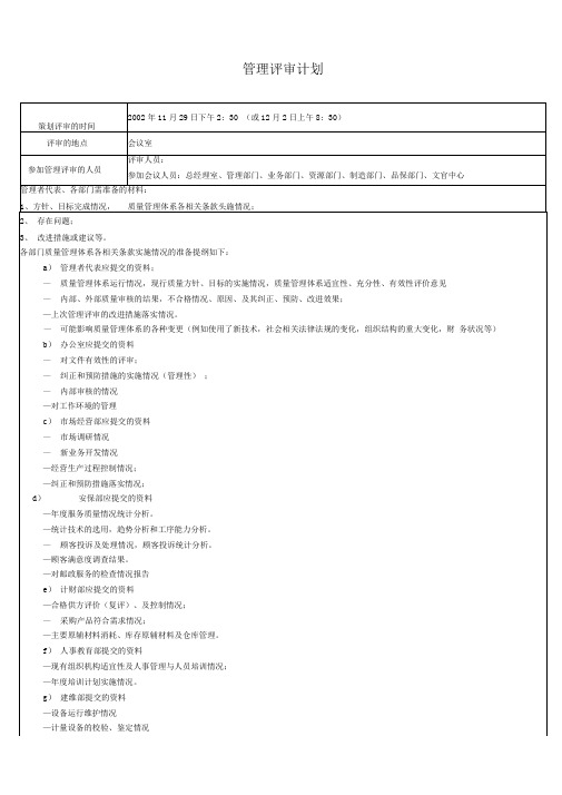 管理评审记录全套案例资料