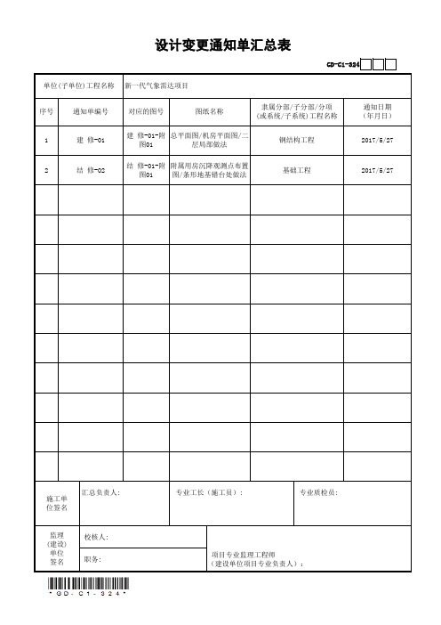 设计变更通知单汇总表-001