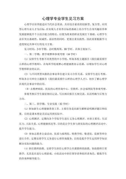 心理学专业学生见习方案