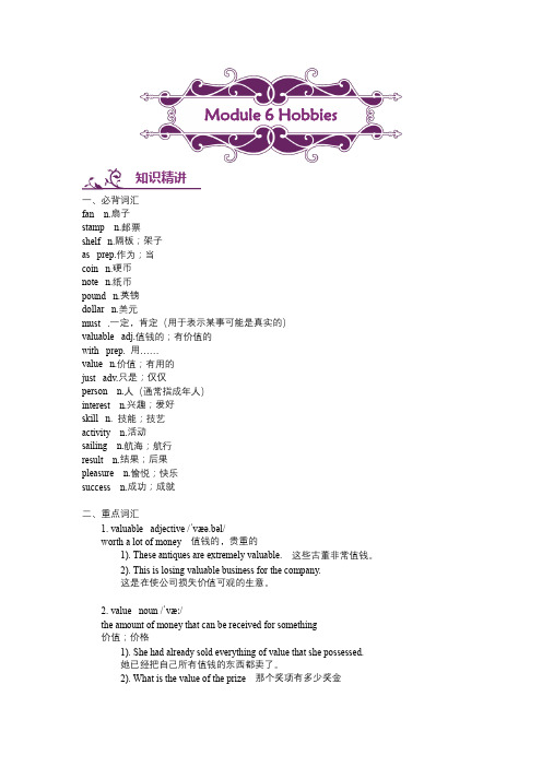 【知识点精讲精练】Module6 Hobbies