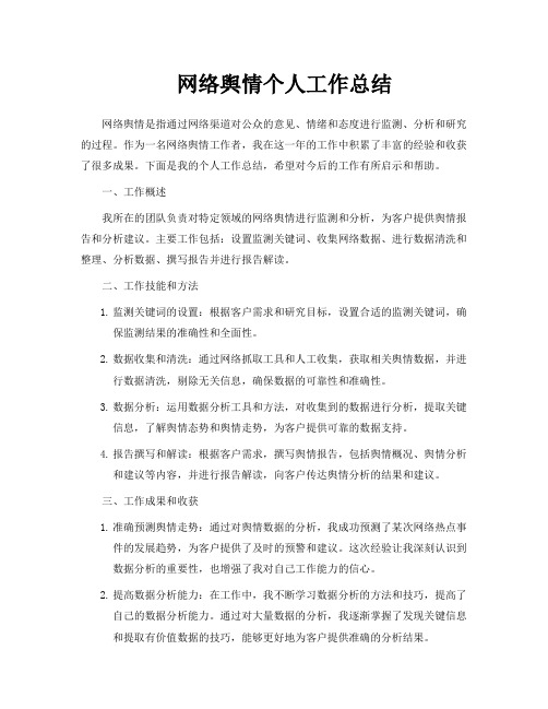 网络舆情个人工作总结