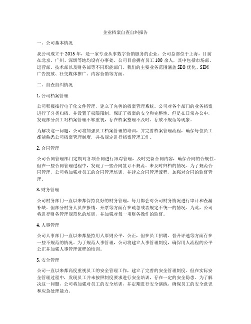 企业档案自查自纠报告