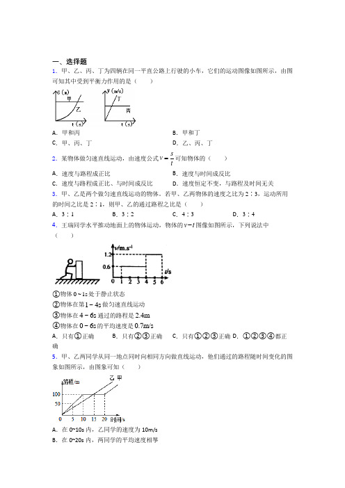 上海田林第二中学八年级物理上册第一章《机械运动》经典习题(提高培优)