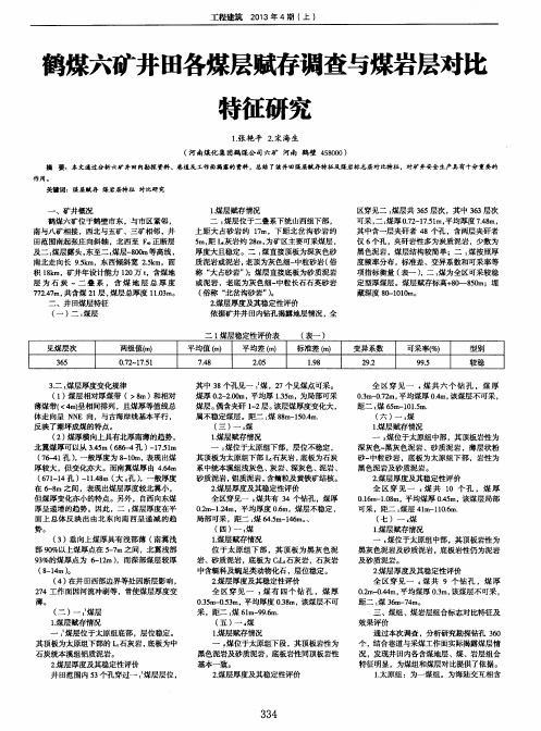 鹤煤六矿井田各煤层赋存调查与煤岩层对比特征研究