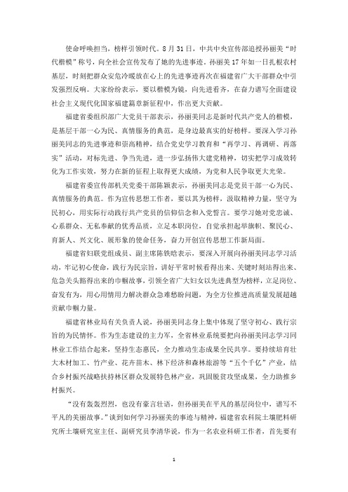精选学习孙丽美事迹心得体会