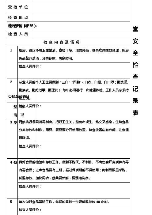 食堂安全检查记录表