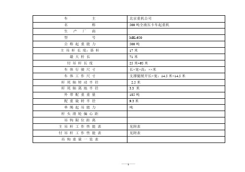 MK-650-500-500吨全液压卡车起重机使用参数