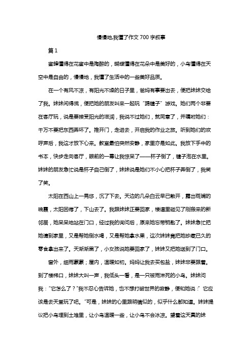 慢慢地,我懂了作文700字叙事