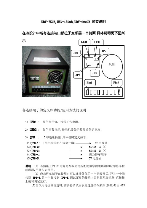 上海裕利年跑步机专用变频UBV-1500B-2200B(含升降电机)简要说明