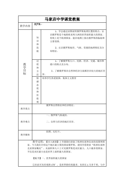 7.4俄罗斯 精品教案(七年级人教版下册)