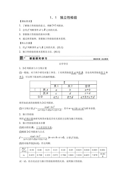 探究式导学案4：1.2　独立性检验的基本思想及其初步应用