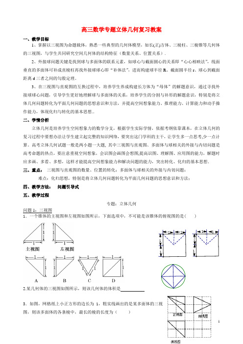 高三数学专题立体几何复习教案