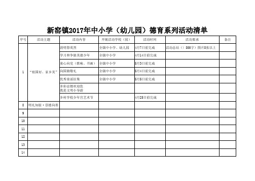 2017德育工作清单