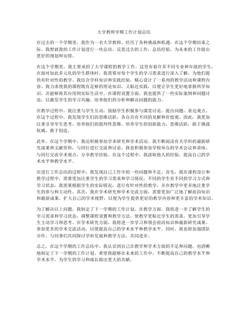 大学教师学期工作计划总结