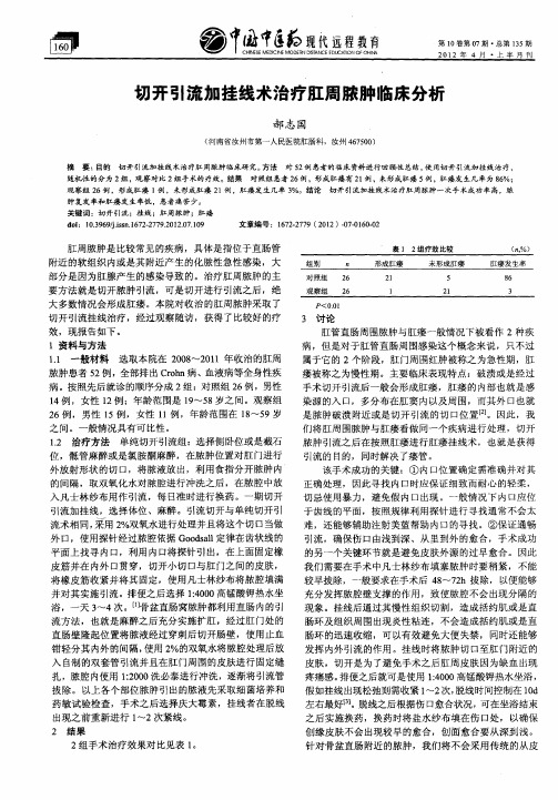 切开引流加挂线术治疗肛周脓肿临床分析