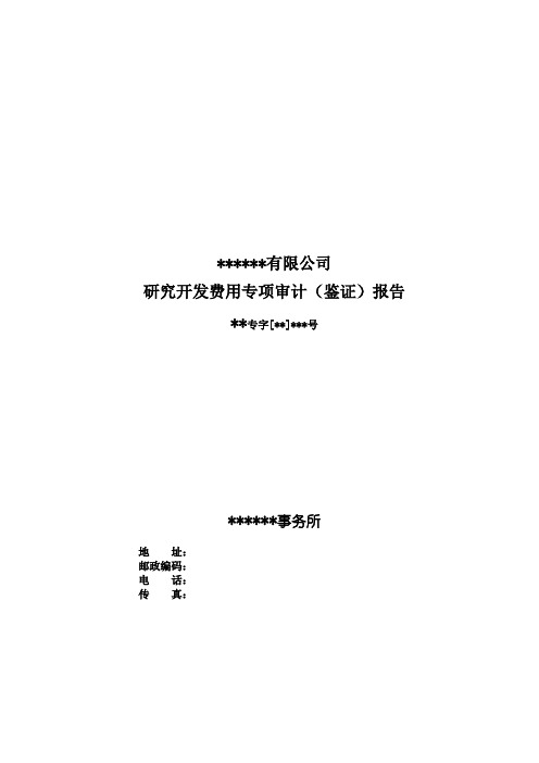 研究开发费用专项审计(鉴证)报告模板