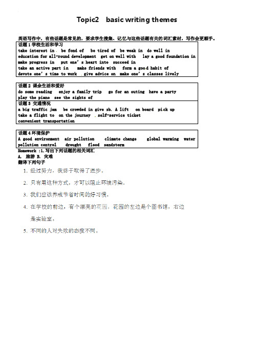 浙江省奉化中学高中英语校本课程话题写作 Topic2 basic writing themes教案1