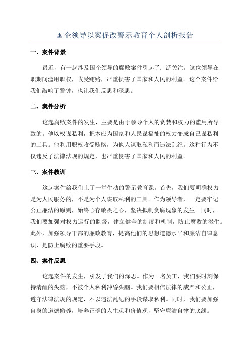 国企领导以案促改警示教育个人剖析报告