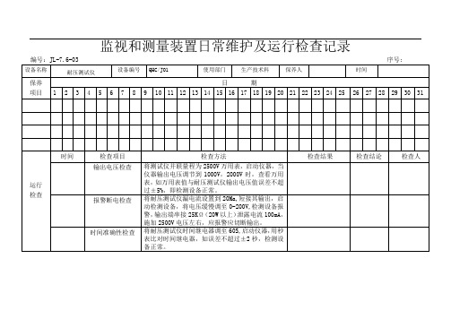 监视和测量装置日常维护及运行检查记录