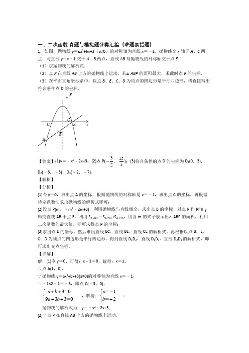 人教中考数学二次函数的综合题试题附详细答案