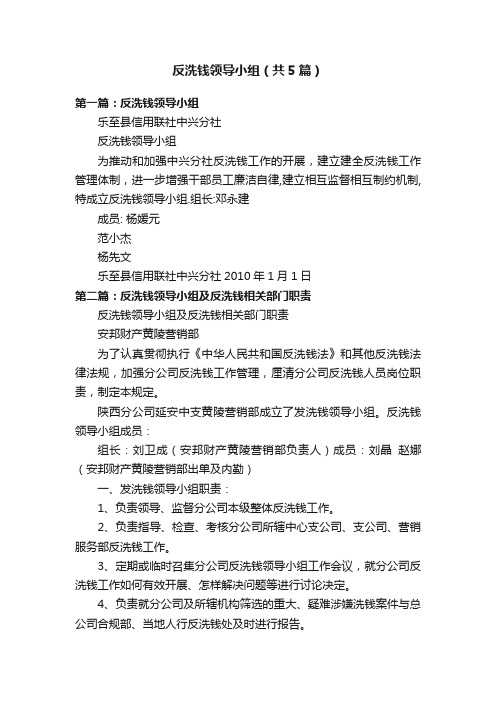 反洗钱领导小组（共5篇）