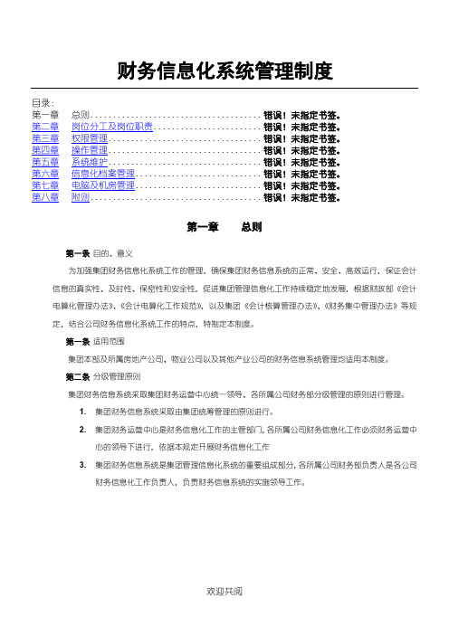 财务信息化管理管理办法