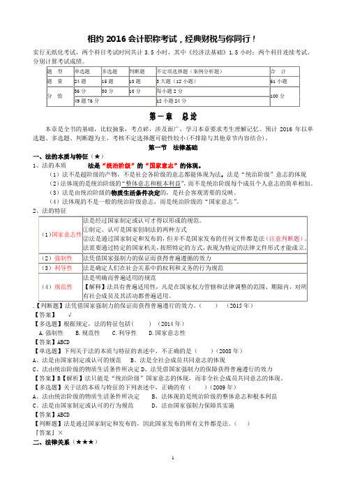 2016无锡经典财税初级经济法第一章  总论讲义