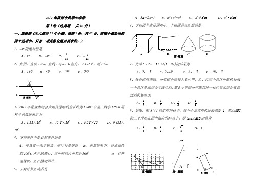 13年济南市数学中考模拟12