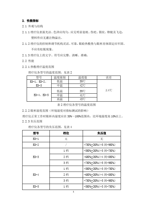 干眼理疗仪性能指标产品技术要求