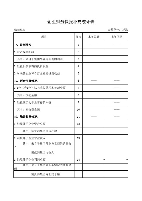 企业财务快报补充统计表