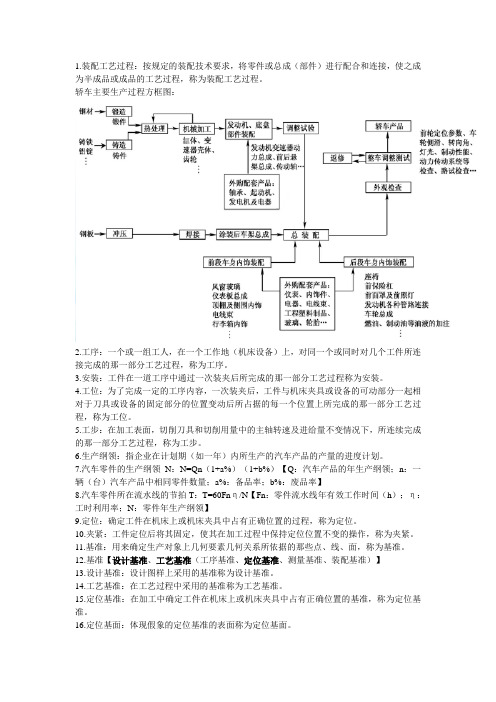 汽车制造工艺学期末考试重点