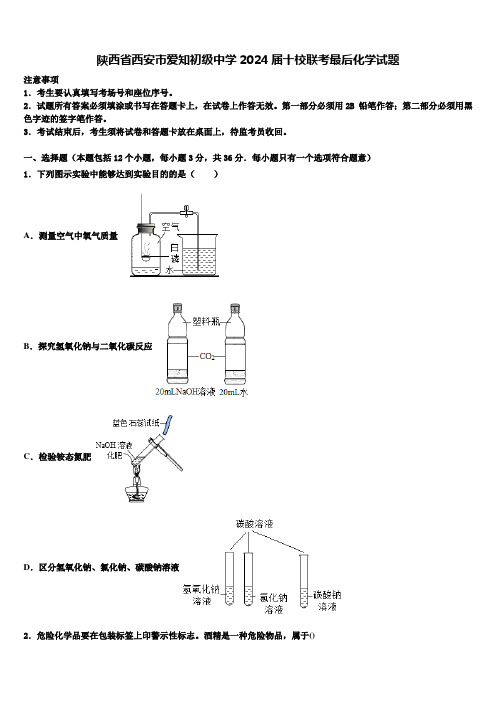 陕西省西安市爱知初级中学2024届十校联考最后化学试题含解析