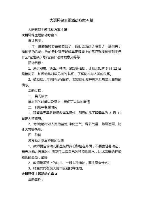 大班环保主题活动方案4篇