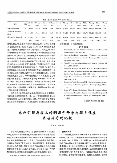 米非司酮与孕三烯酮用于子宫内膜异位症术后治疗的比较