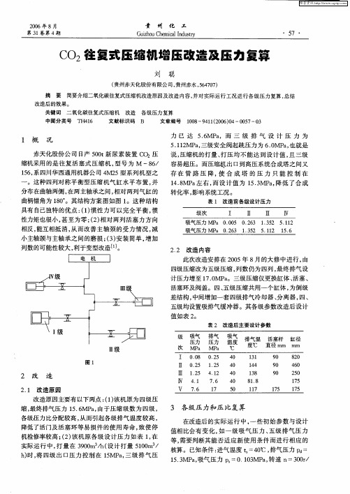 CO2往复式压缩机增压改造及压力复算