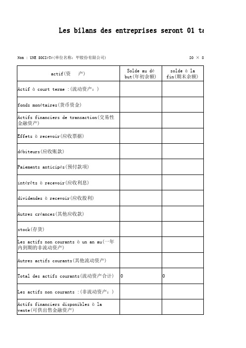 资产负债表、利润表空白表下载_by 法语