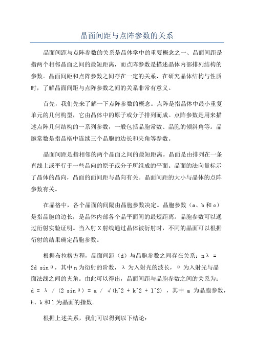 晶面间距与点阵参数的关系