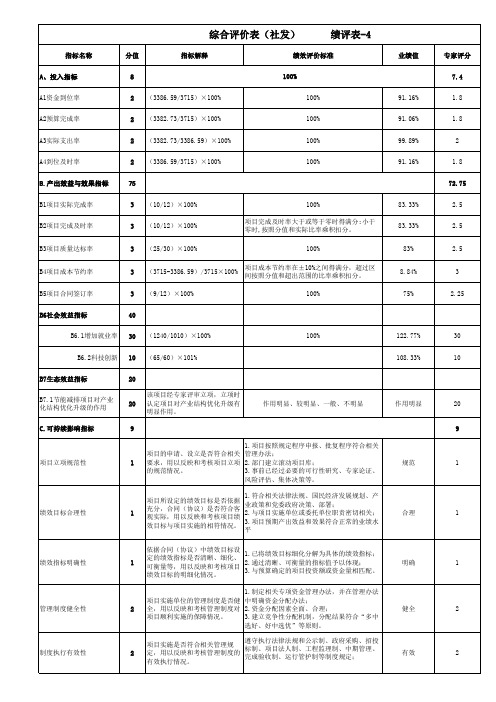 科技项目绩效评价专家评分表14