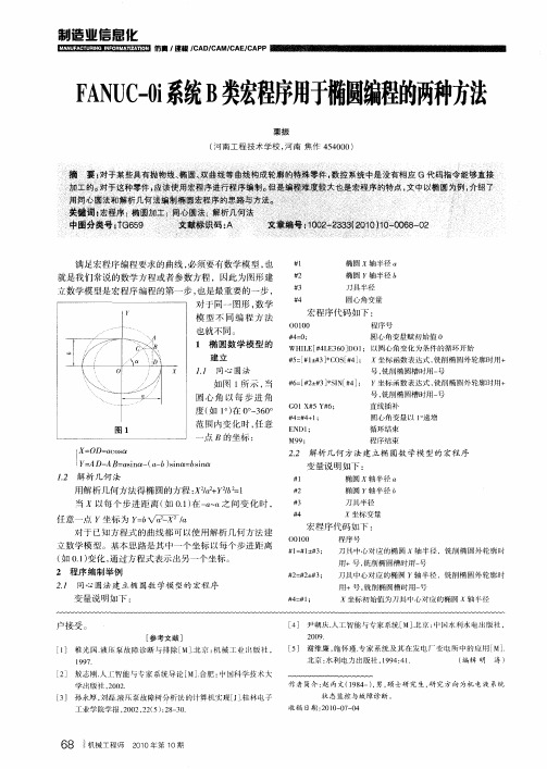 FANUC-0i系统B类宏程序用于椭圆编程的两种方法