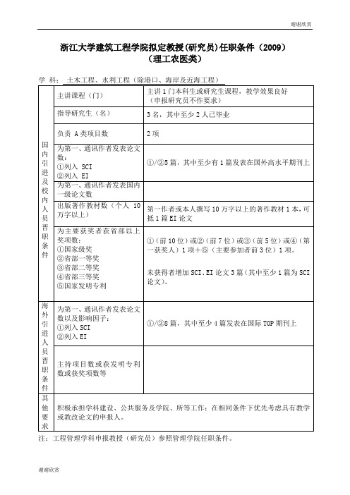 浙江大学建筑工程学院拟定教授(研究员)任职条件.doc