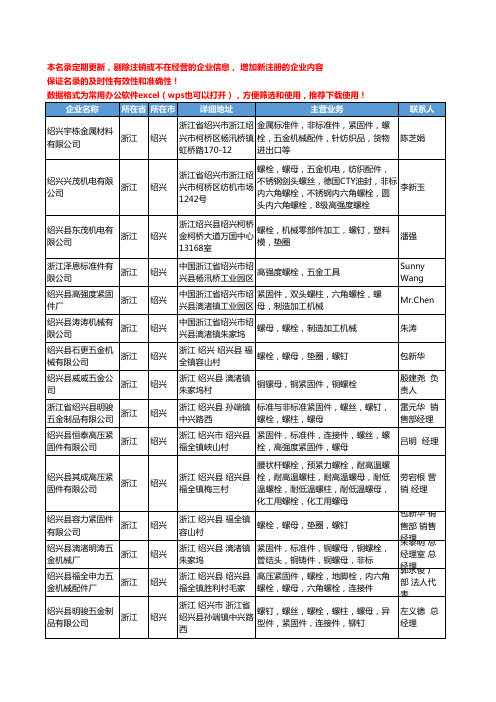 2020新版浙江省绍兴螺栓工商企业公司名录名单黄页大全63家