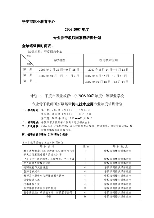 平度市职业教育中心2006-2007年度