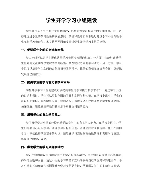 学生开学学习小组建设