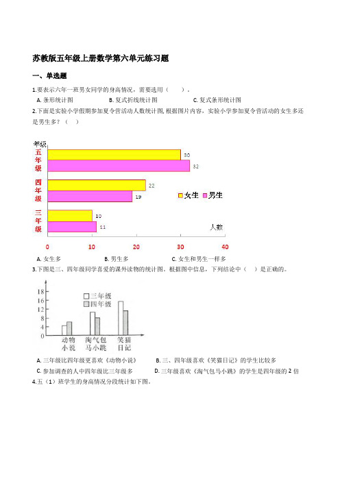 苏教版五年级上册数学第六单元练习题【含答案】