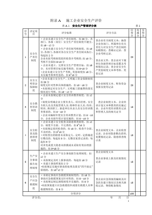 《施工企业安全生产评价标准》JGJT77-2010