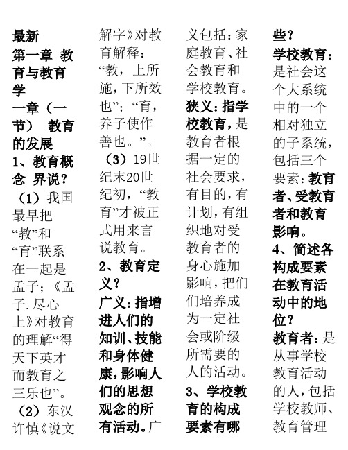 2012山东   教师资格考试   教育学  小学     章节重点复习