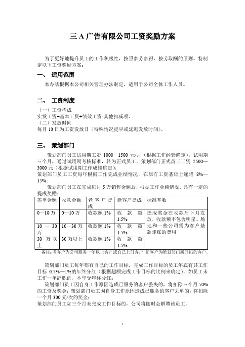 广告公司绩效考勤方案