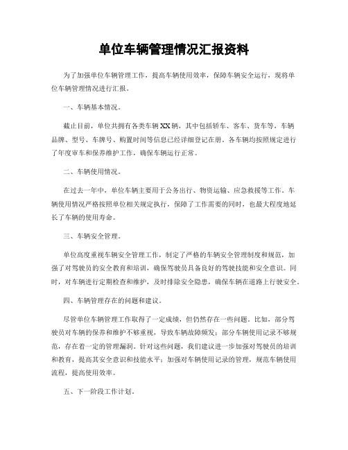 单位车辆管理情况汇报资料