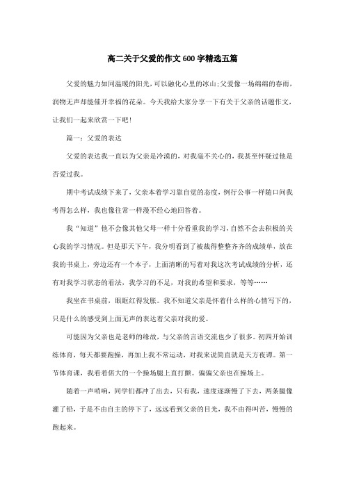 高二关于父爱的作文600字精选五篇