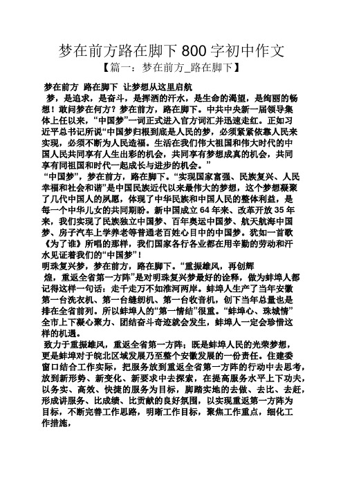 路作文之梦在前方路在脚下800字初中作文